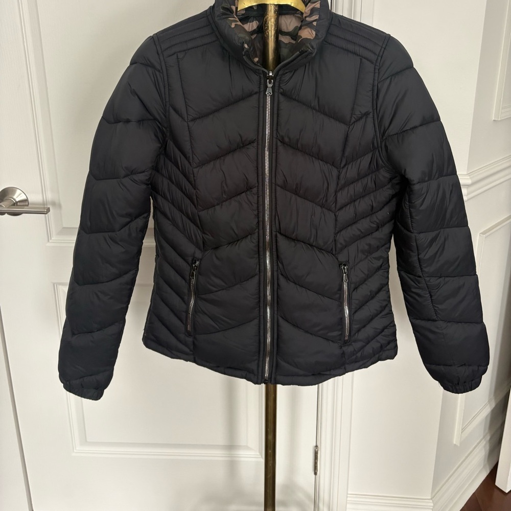 Reversible puffy jacket black / camo
